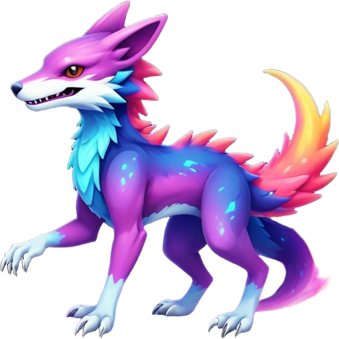 Epic Edgy Cute Colorful Nebula Modern Vernid-Protogen-Sergal-creature-animal full body emoji