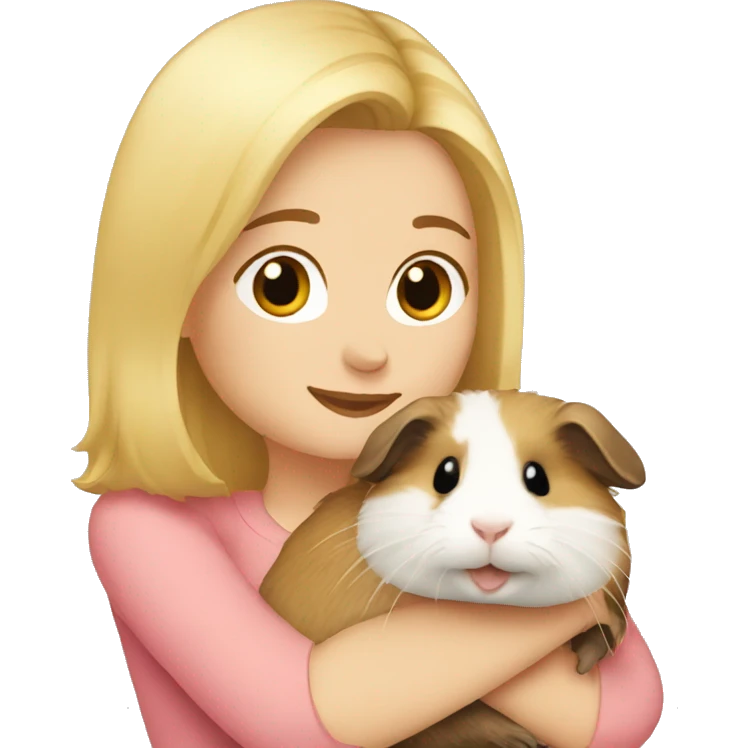 Blonde Woman hugging a guineapig emoji