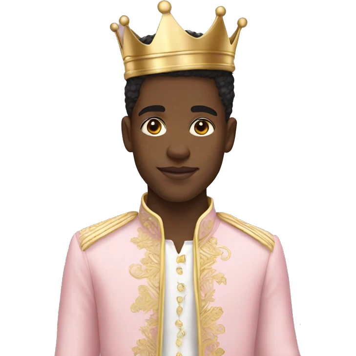 Black young prince wearing pastel pink and gold outfit  emoji