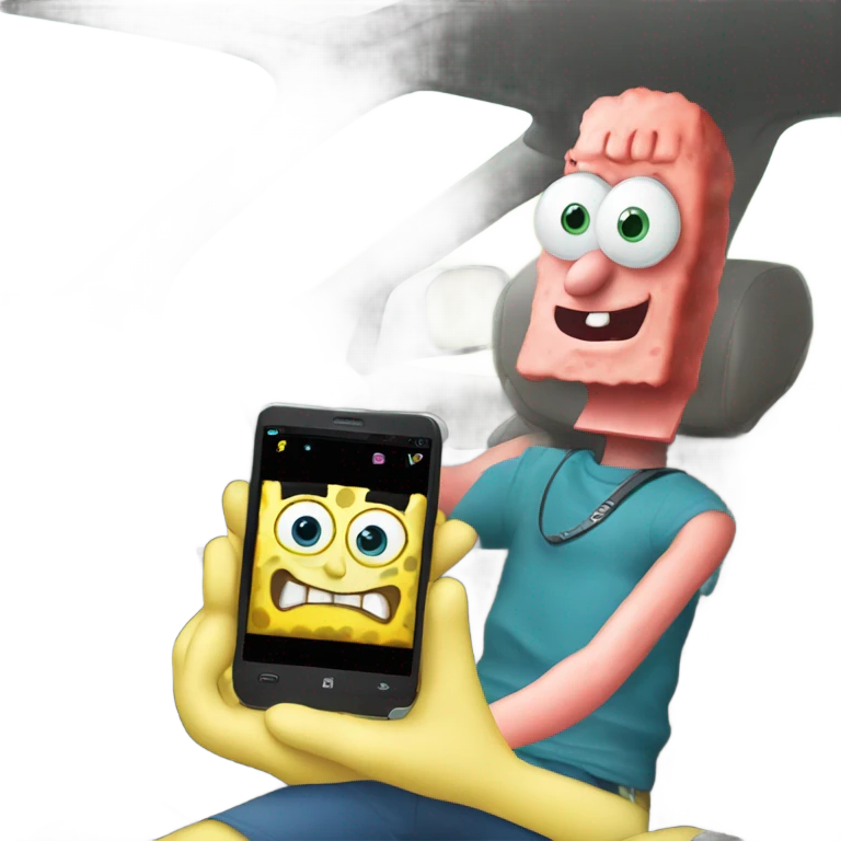 SpongeBob with a Nokia in a Honda  emoji