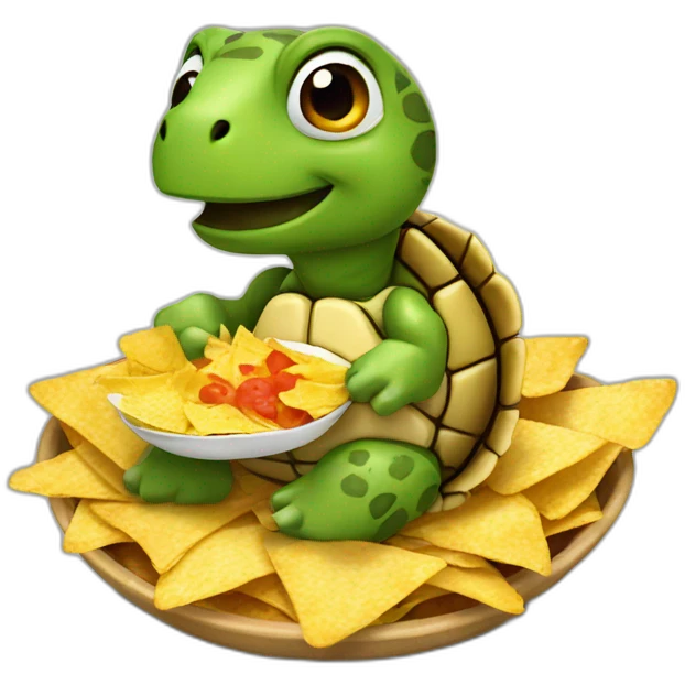 Turtle eating nachos emoji
