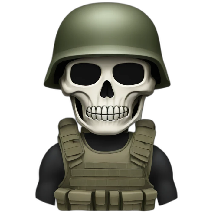 Military soldier with skeleton mask With black military gear emoji