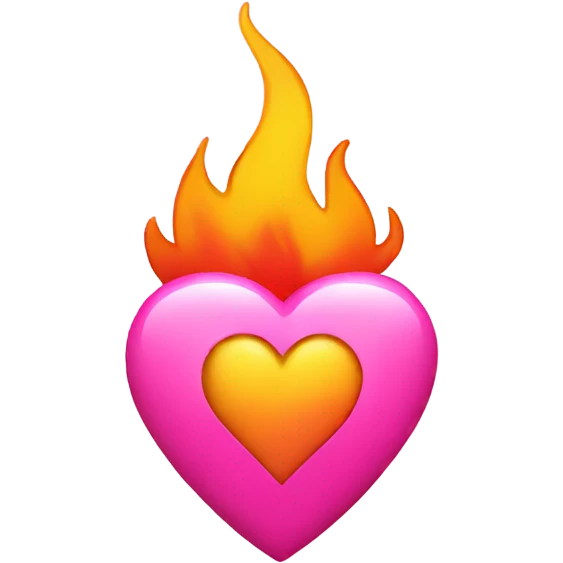 pink color heart and fire decorations emoji