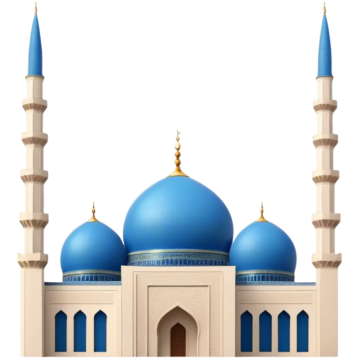 Cinematic Realistic Mohammad Al-Amin Mosque Landmark Emoji, showcasing its striking blue dome, towering minarets, and detailed Arabic calligraphy. emoji