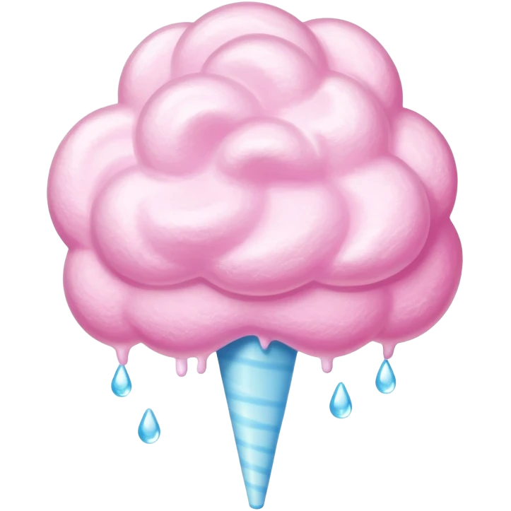 Giant cotton candy with dewdrop glaze and light reflections on surface emoji