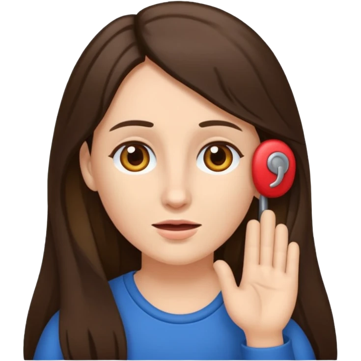 brunette woman long hair with hearing impairment emoji