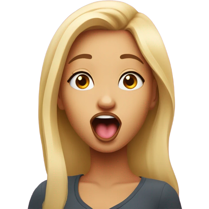 Girl making a funny face where shes sticking her tongue out. She is very beautiful, 4K, ultra quality, no flaws, cute. She is also looking upwards emoji