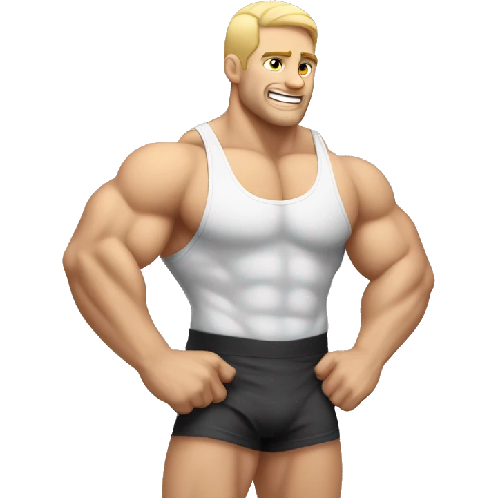 Muscular Caucasian gay bodybuilders wrestling emoji