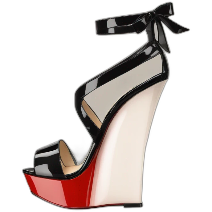 WEDGE heel LOUBOUTIN BLK PATENT Plume Sling emoji