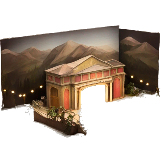 scenography scenic maquette model theatre set with lights emoji