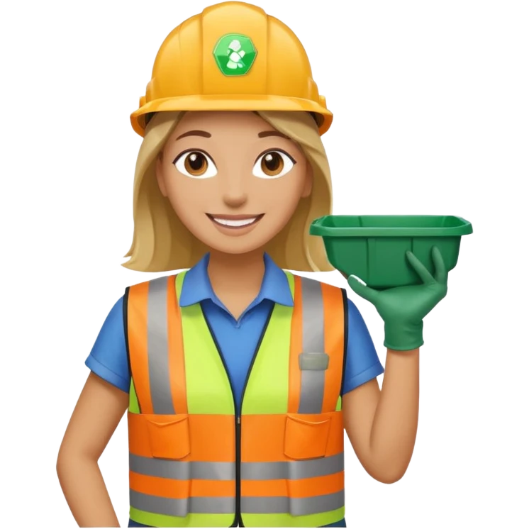 women, Waste Management, safety vest, trash picker emoji