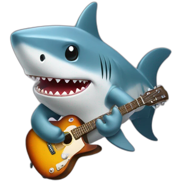Shark with guitar emoji