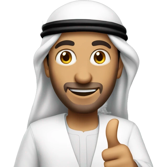 photorealistic Arab man shows thumbs up emoji