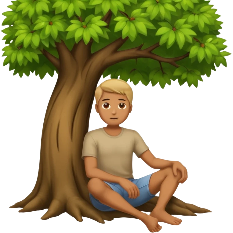 Lonely man sitting under a tree emoji