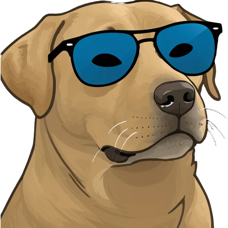 Light brown Labrador face with sunglasses on  emoji