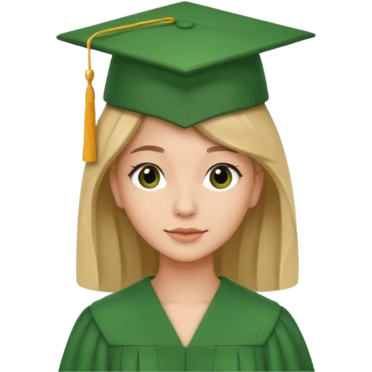 High school graduate in a green gown and hat emoji