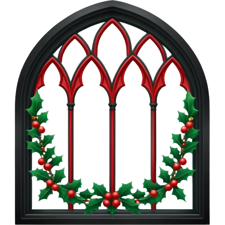 Black gothic architecture window with christmas garland emoji