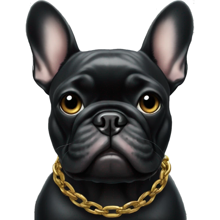 black french bulldog with a gold chain  emoji