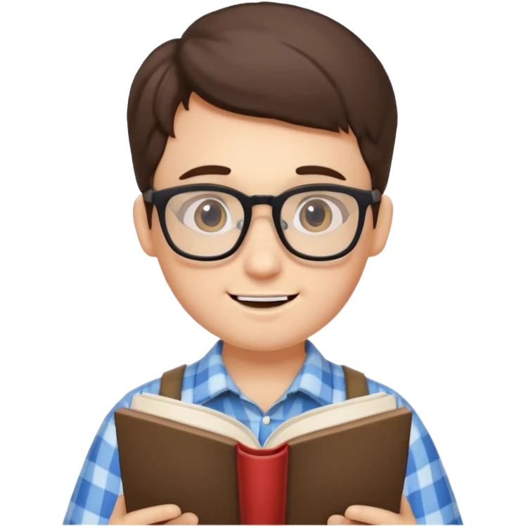 A nerd with braces and glasses reading a book. emoji