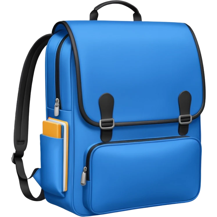 blue school bag inside notebook pen emoji