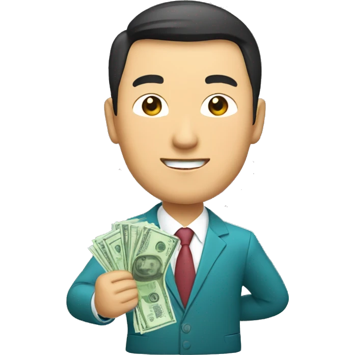 kazakh businessman with money in hands emoji
