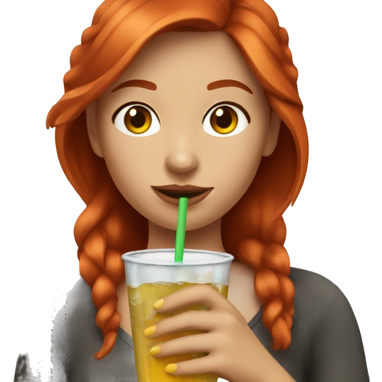 red haired young woman having a drink emoji
