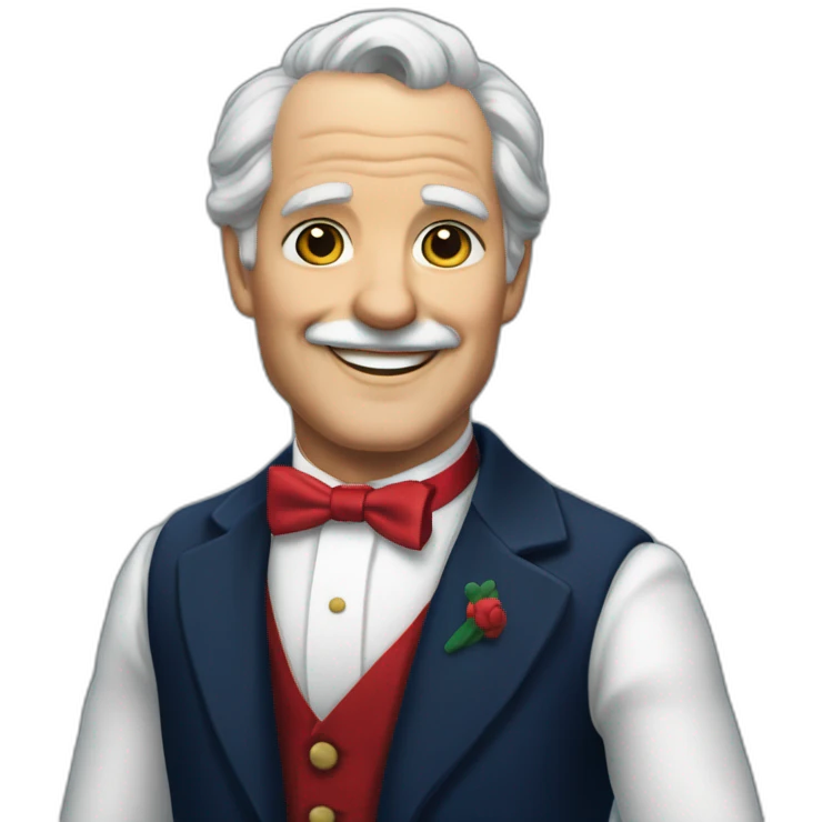 jenkins-a-gray-haired-balding-elder-butler-wearning-navy-blue-dinner-jacket-with-red-bow-tie-smiling-without-glasses emoji
