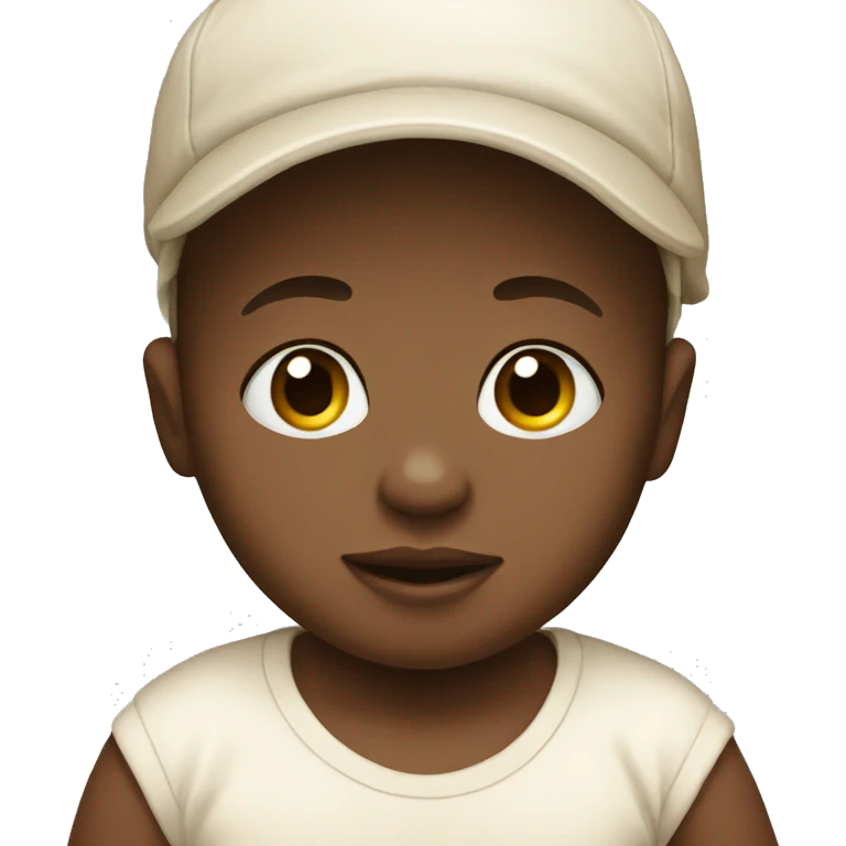 Newborn with white bodysuit and beige hat  emoji
