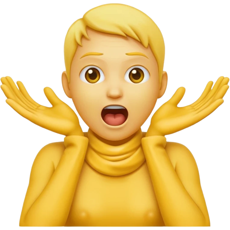Yellow emoji doing choking emote with hands around neck and the emoji screaming  emoji