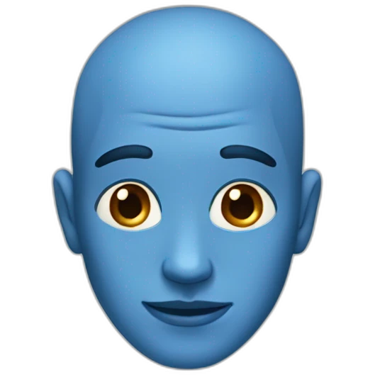 a man with out hair and with a blue skin emoji