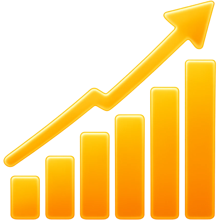 Orange Upward bar chart with a glow effect, apple style emoji emoji