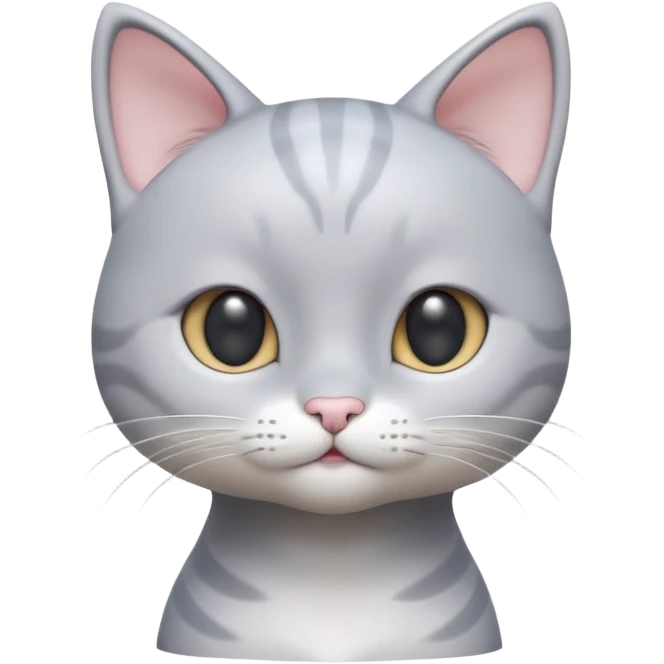 A 3D cartoon silver-gray Cute cat with smooth skin, gentle expression, elegant pastel lighting, cinematic Memoji rendering. full body or half body. emoji