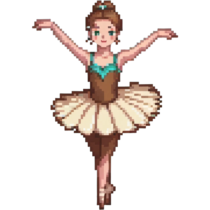 Ballerina with coffee-colored costume performing a pirouette emoji