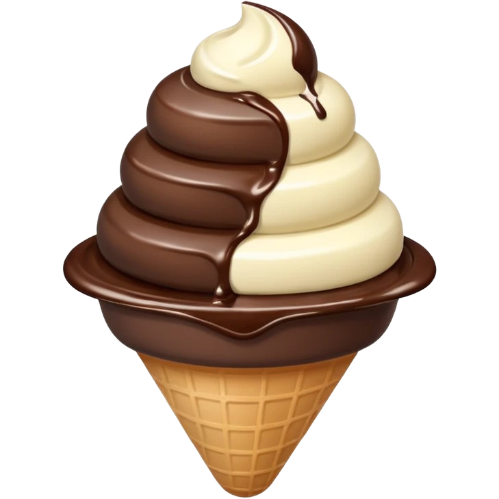 melted white and dark chocolate ice cream emoji
