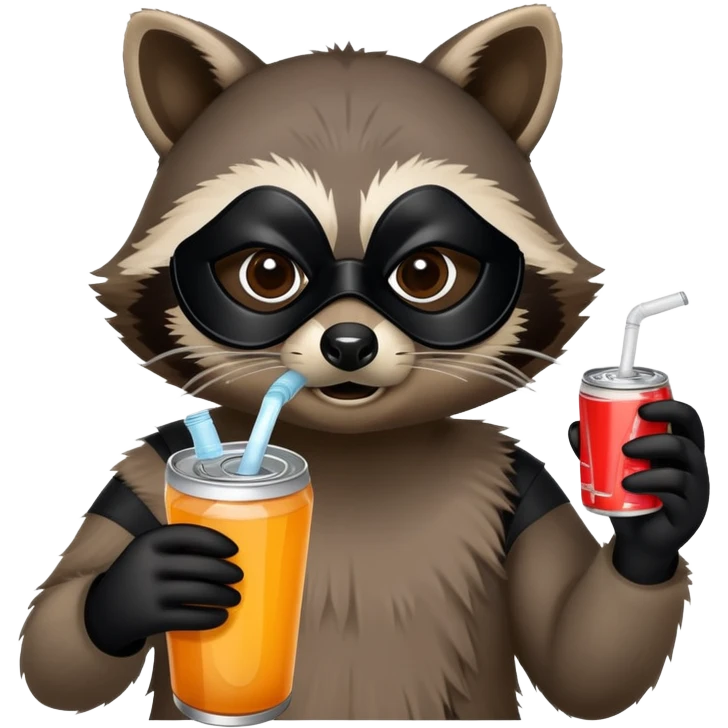 raccoon drinking energy drink emoji
