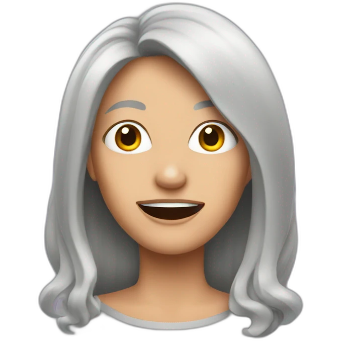 crazy woman with long grey hair and oval face emoji