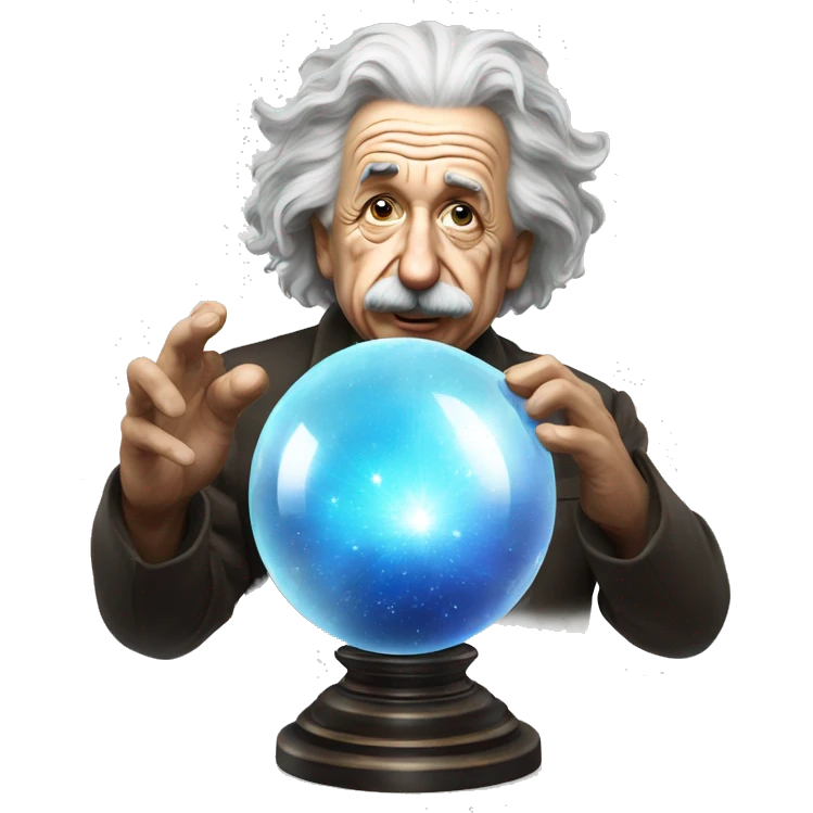 Albert Einstein with crystal ball emoji