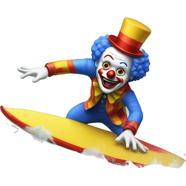 A clown surfing emoji