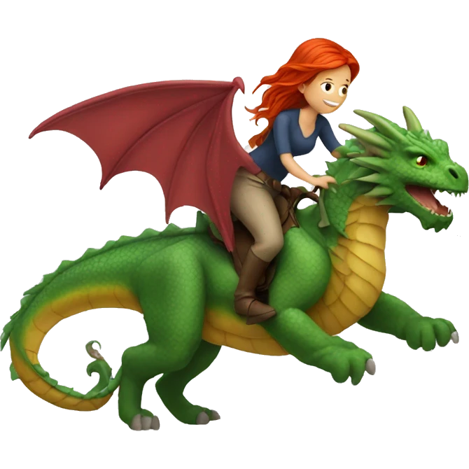 Red haired woman riding a dragon emoji