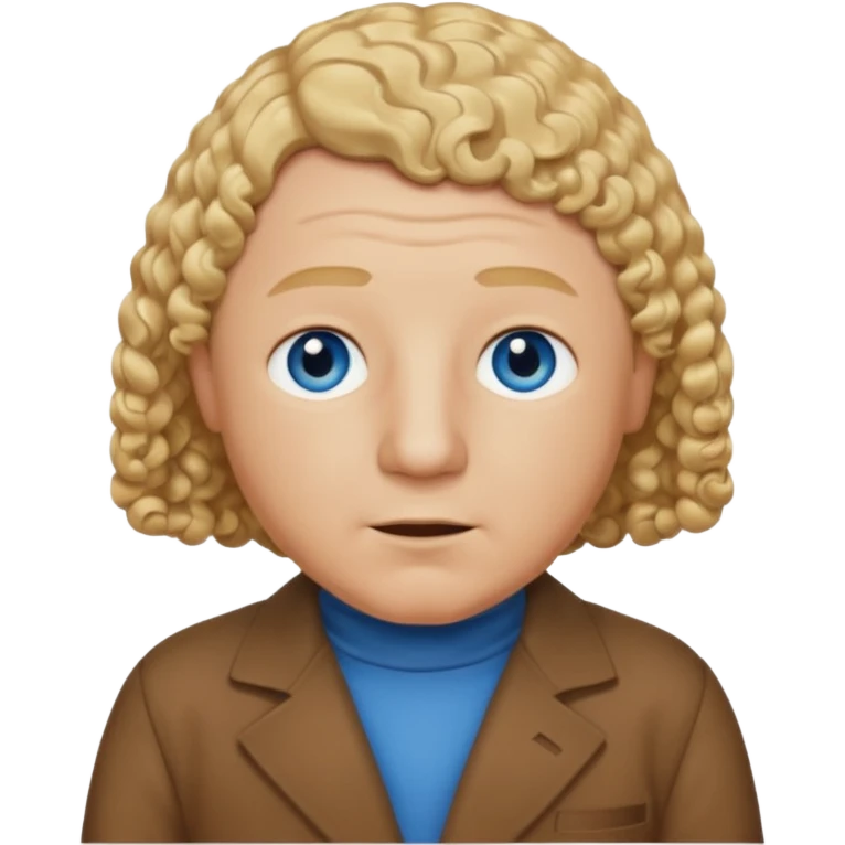 Curly Howard from the Three Stooges with blue eyes, blonde hair, brown outfit emoji