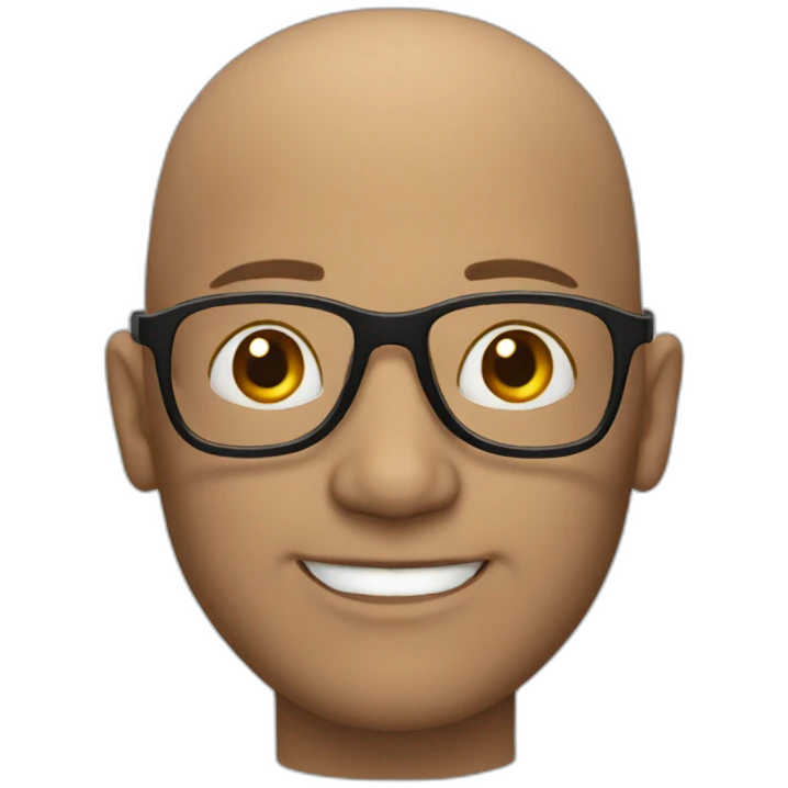 Bald white middle age man with glasses emoji