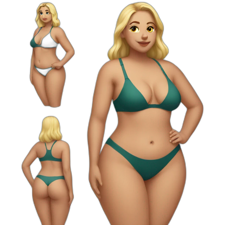 Thicc caucasian woman swimsuit leaning emoji