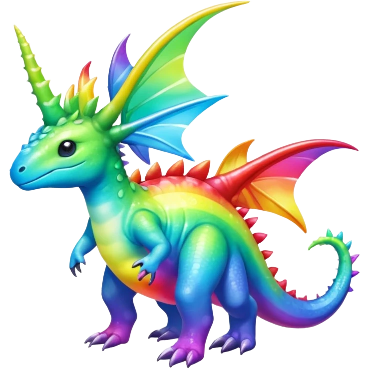 Shiny Exotic Colorful Meganium-Amaura-Aurorus-Fakémon-hybrid-creature (full body)  emoji
