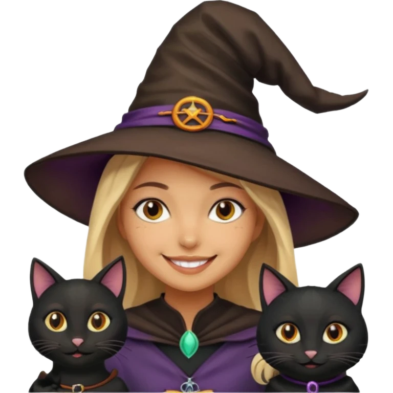 Make emoji of girl witch black cat emoji