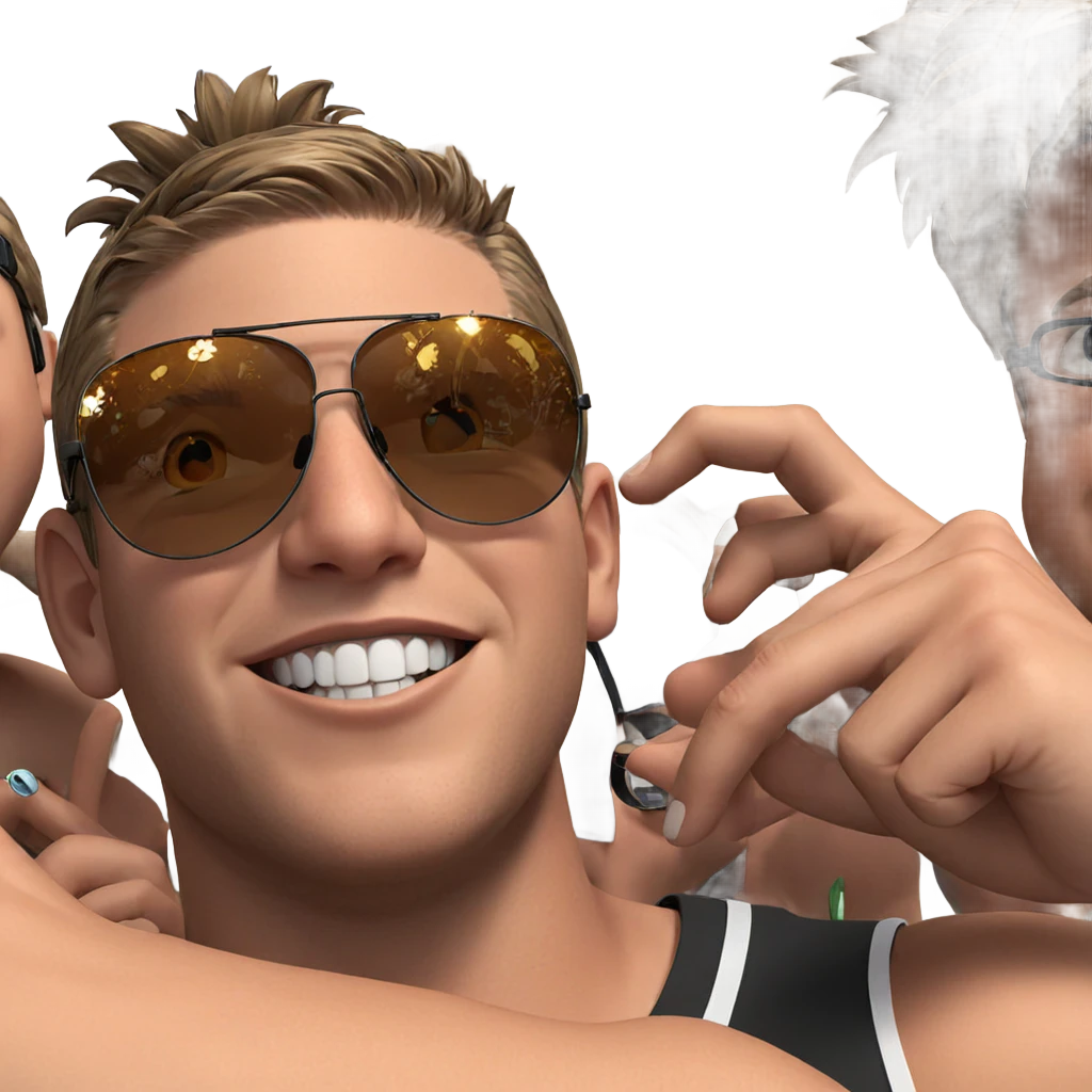 boys with smiles and sunglasses emoji