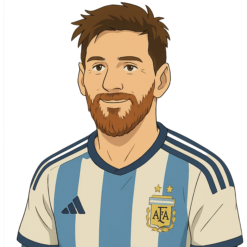 ghibli style illustration of Lionel Messi emoji