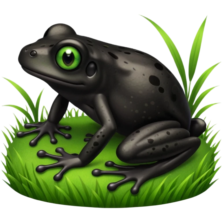Black frog staying in the grass emoji