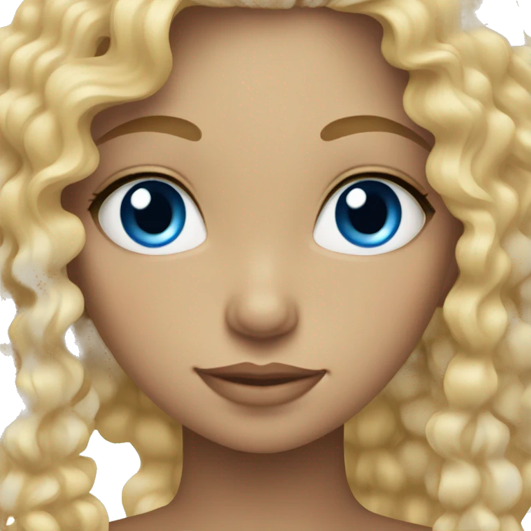 curly blonde girl with blue eyes  emoji
