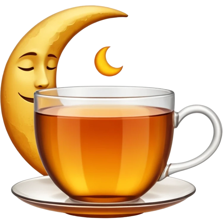 A cup of tea with a moon in it. emoji