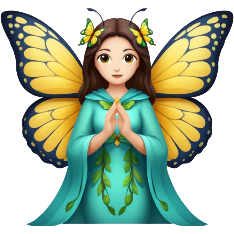 nature spirit woman dressed as butterfly herald, wing sleeves spread emoji
